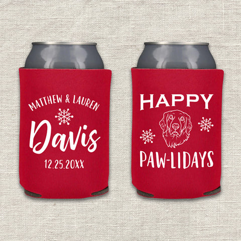 "Happy Paw-lidays" Can Cooler