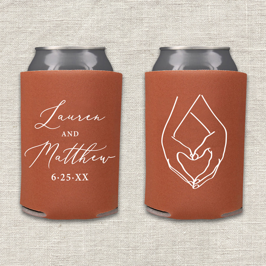 Heart Hands Wedding Koozie