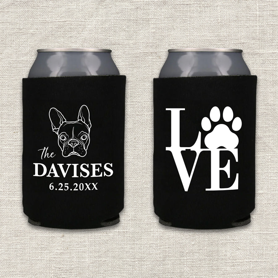 LOVE Dog Paw Print Wedding Koozie