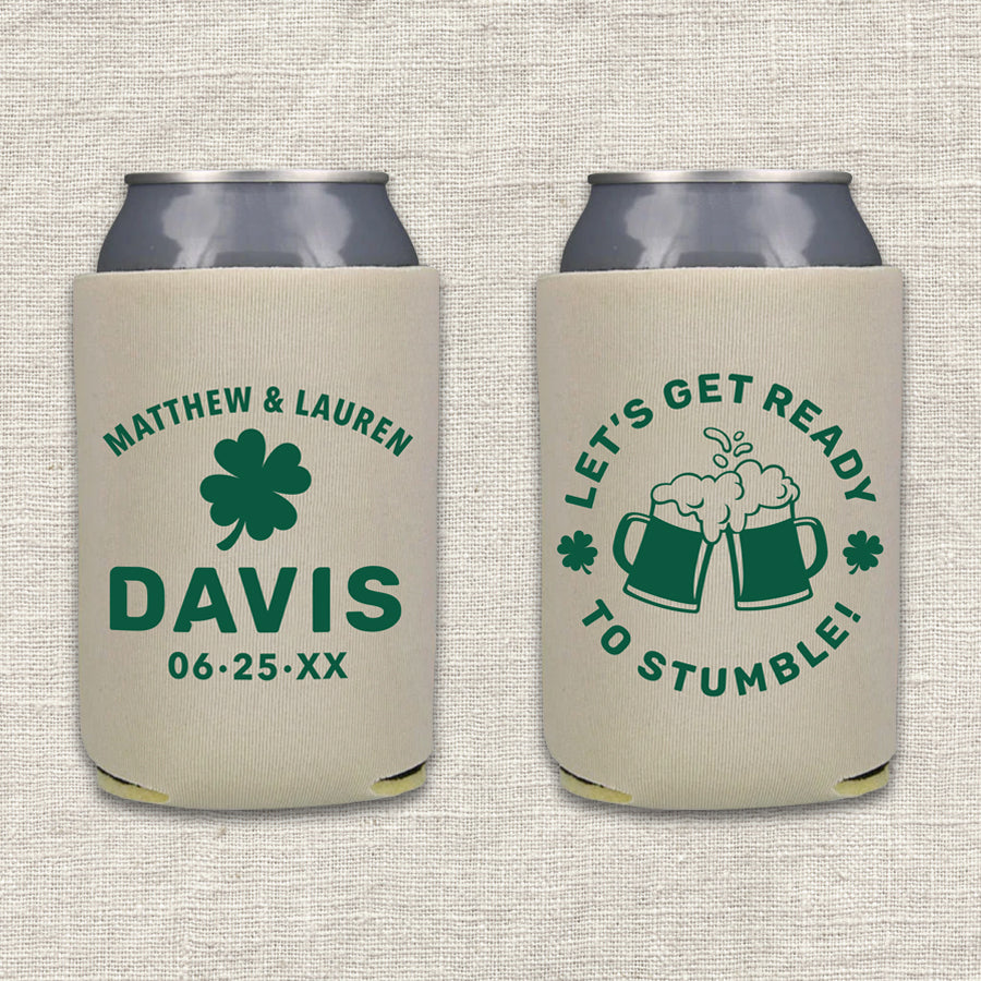 Let's Get Ready to Stumble St. Patrick's Day Shamrock Wedding Koozie