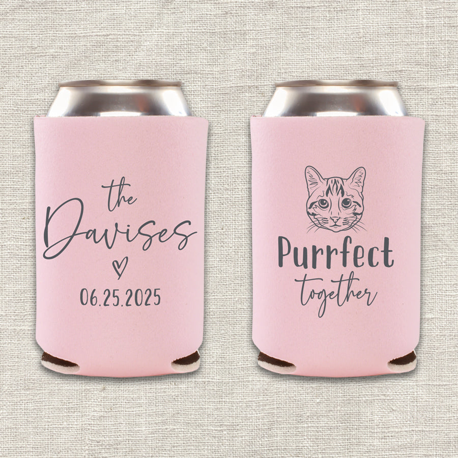 Purrfect Together Cat Wedding Koozie