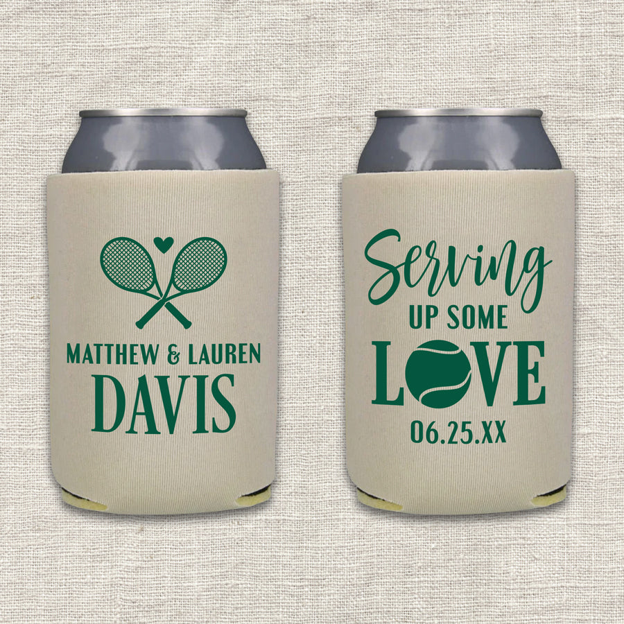 Serving Up Some Love Tennis Wedding Koozie