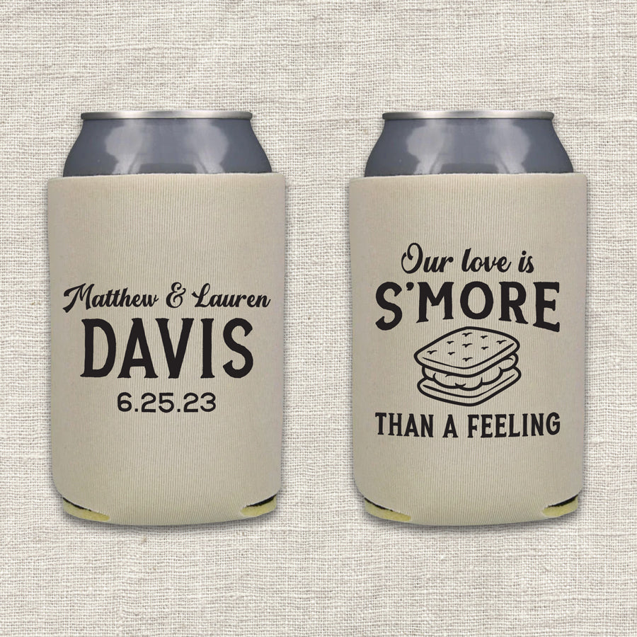 Our Love is S'more Than A Feeling Camping Wedding Koozie