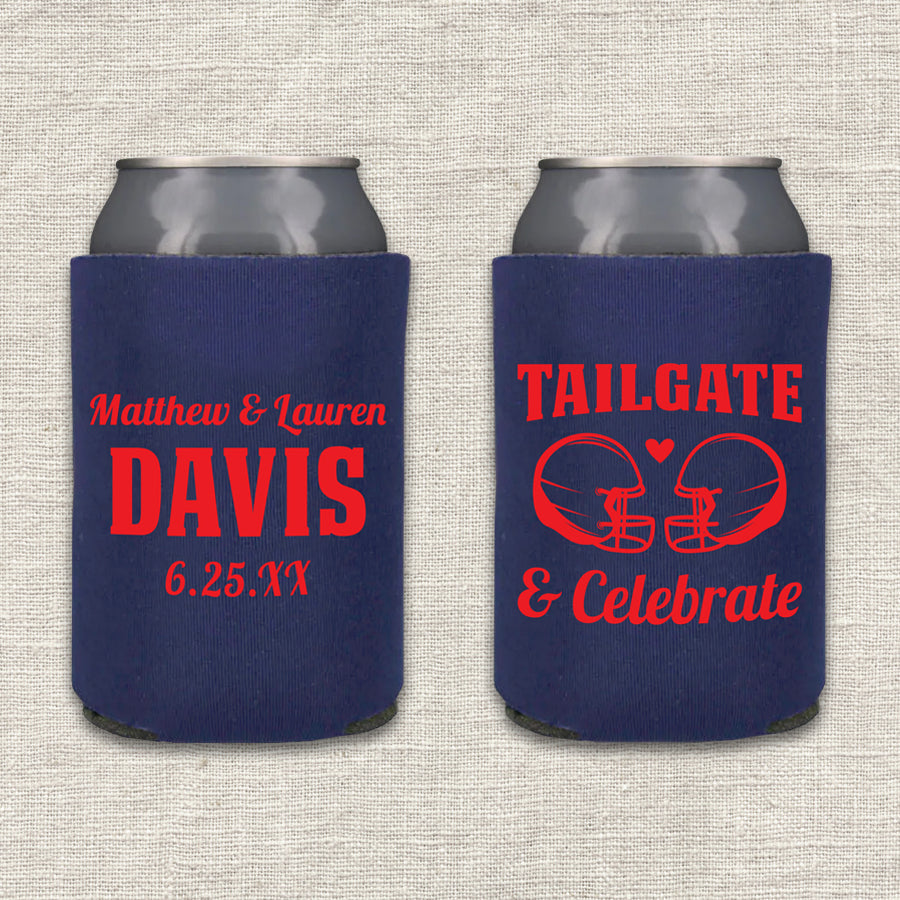 Tailgate & Celebrate Football Wedding Koozie