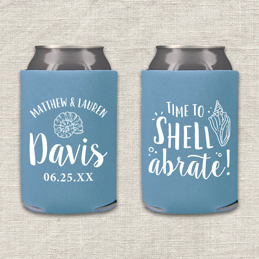 Time to Shell-abrate Seashell Destination Wedding Koozie