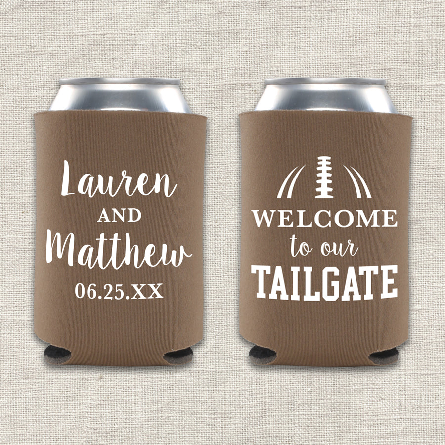 Welcome to Our Tailgate Football Wedding Koozie
