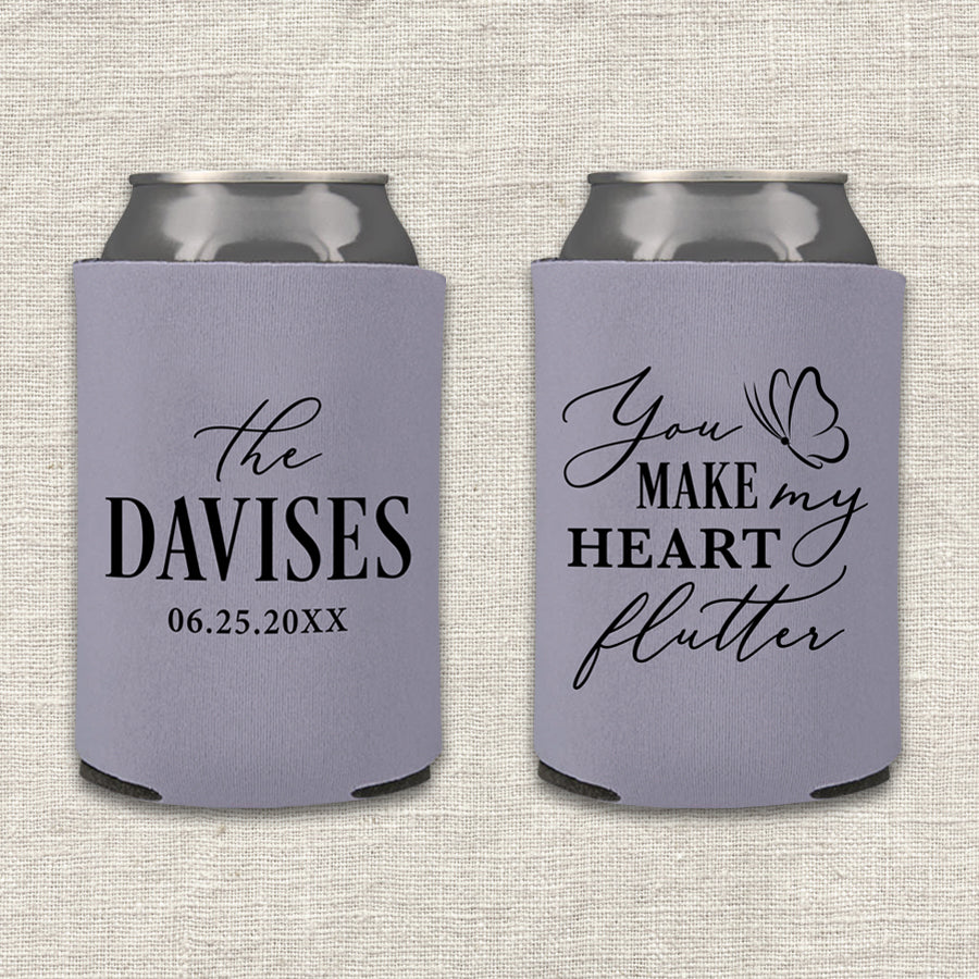 You Make My Heart Flutter Butterfly Wedding Koozie