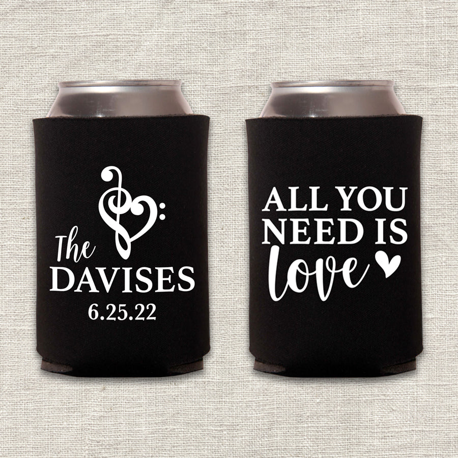 All You Need Is Love Music Wedding Koozie