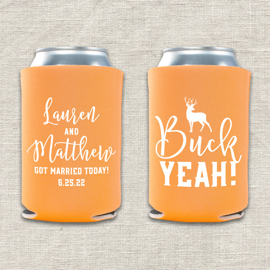 Buck Yeah Deer Hunting Wedding Koozie