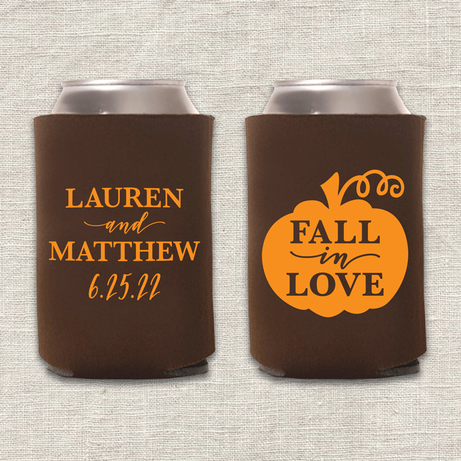 Fall in Love Pumpkin Wedding Koozie