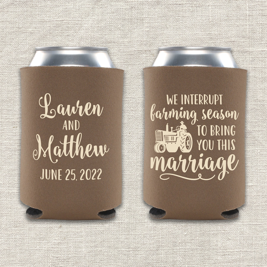 Farming Season Wedding Koozie