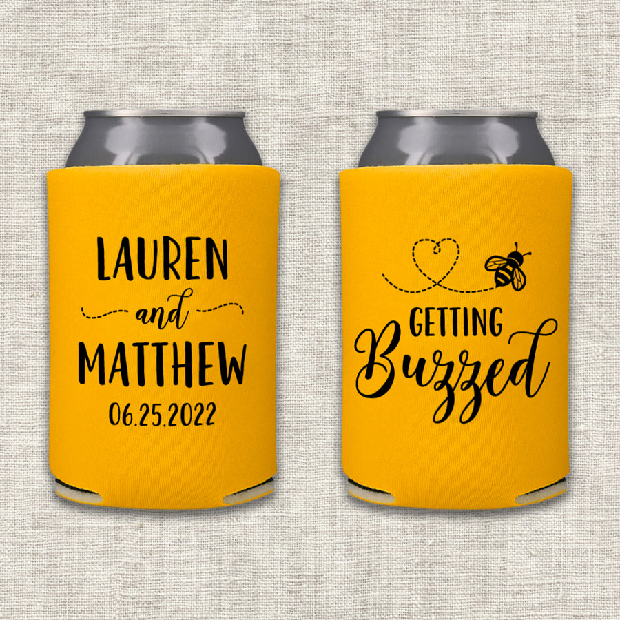 Getting Buzzed Bee Wedding Koozie