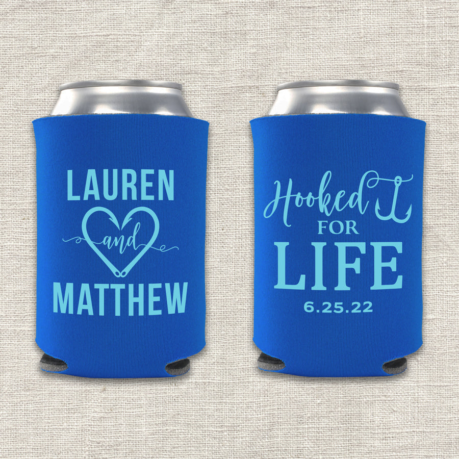 Hooked for Life Fishing Wedding Koozie