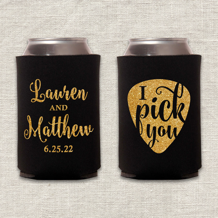 I Pick You Guitar Pick Wedding Koozie