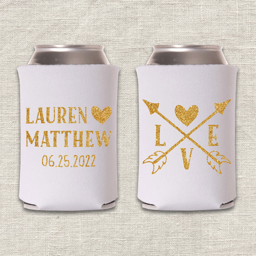 LOVE Arrow Wedding Koozie
