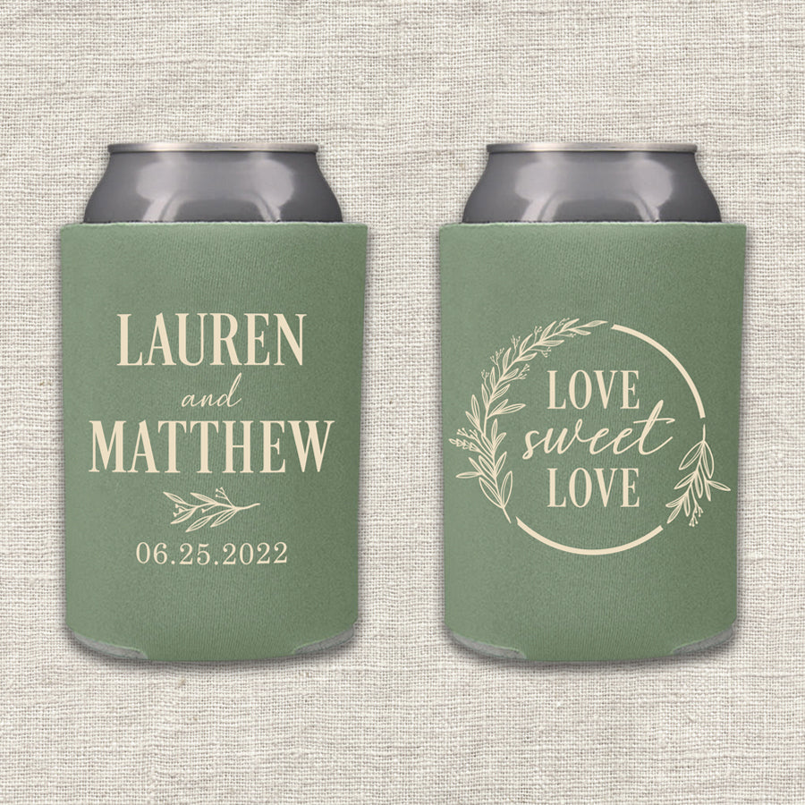 Love Sweet Love Floral Wedding Koozie