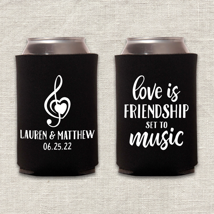 Love is Friendship Set to Music Wedding Koozie