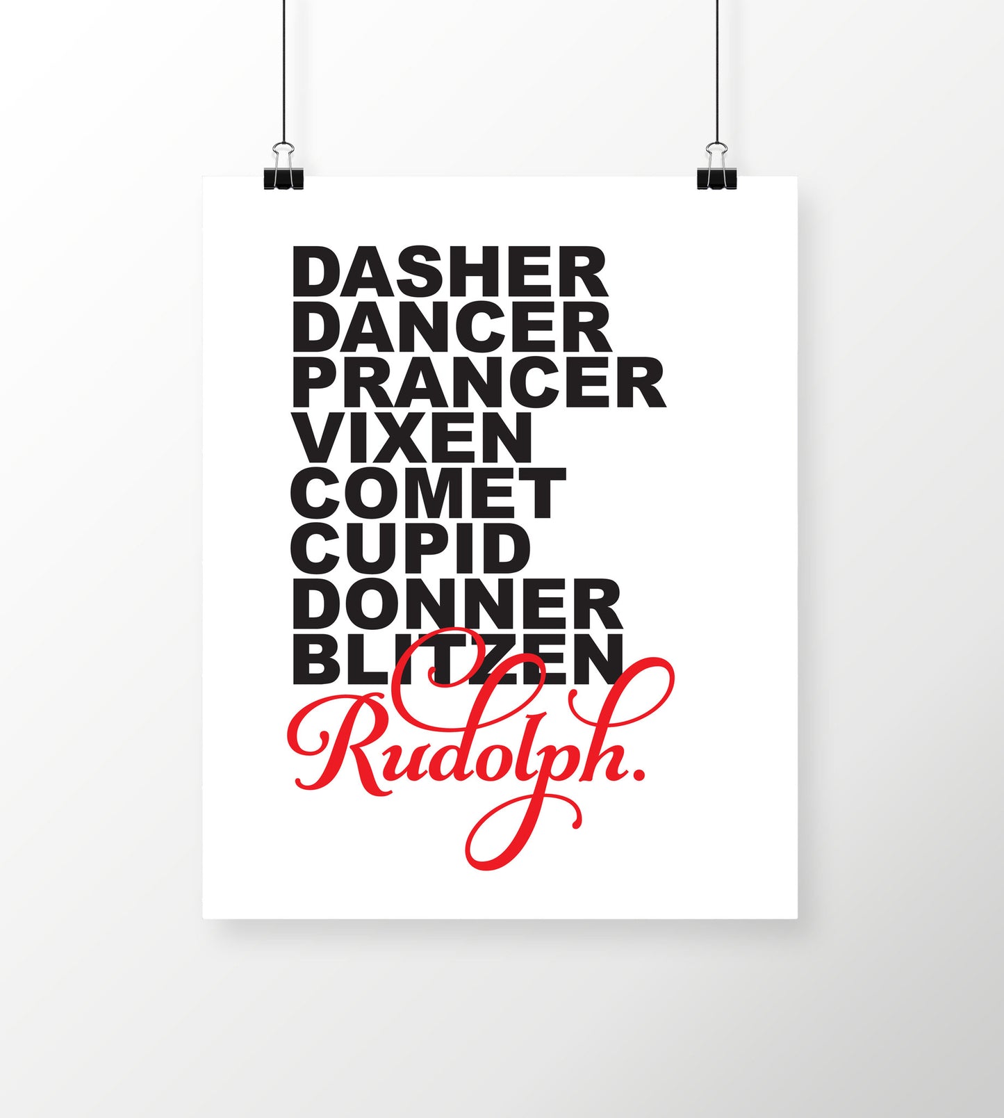 Reindeer Names Christmas Art Print