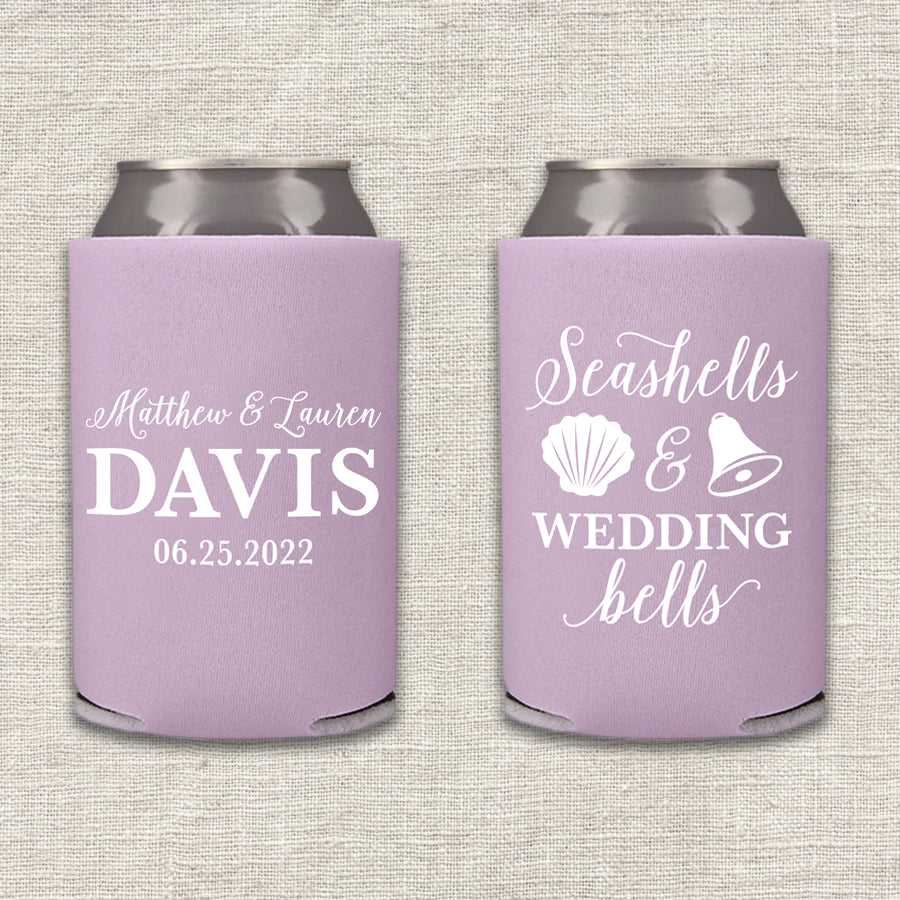 Seashells and Wedding Bells Koozie