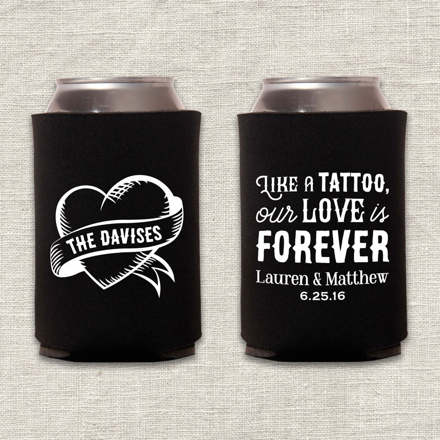 Tattoo Heart Wedding Koozie