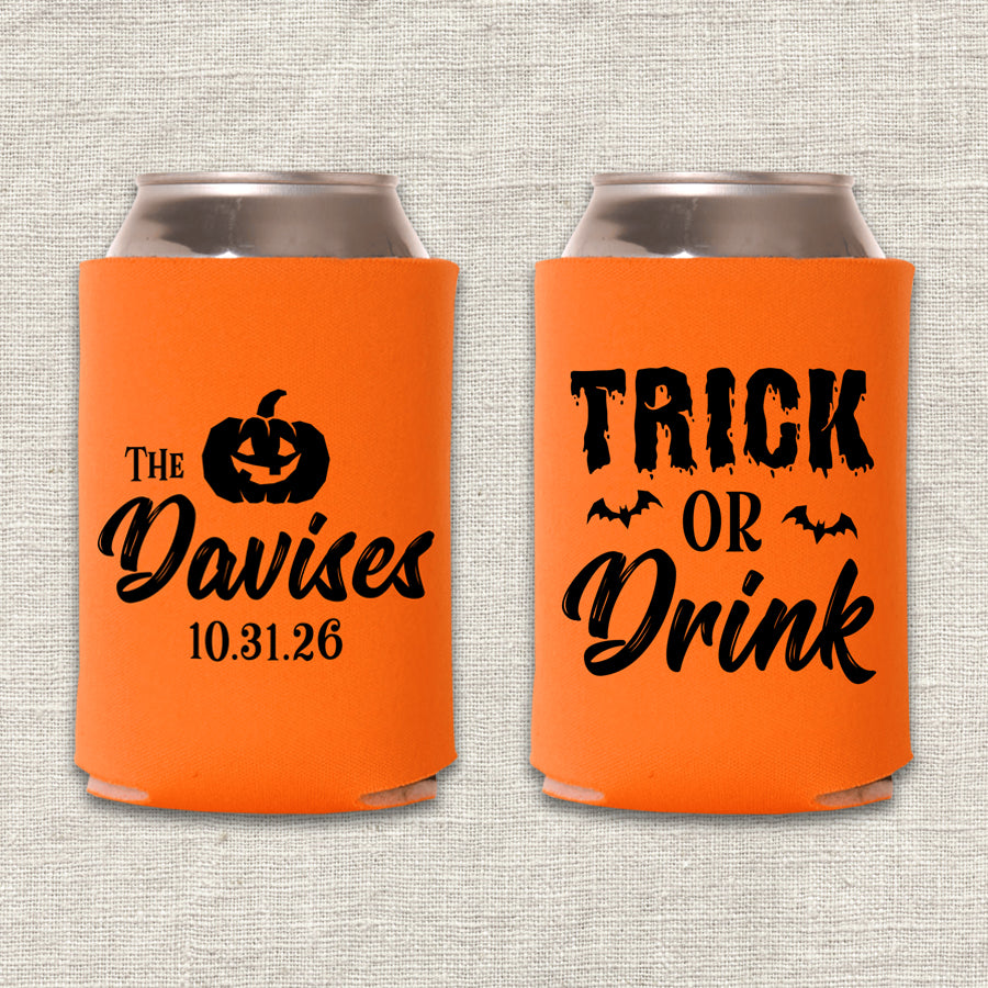 Trick or Drink Halloween Wedding Koozie