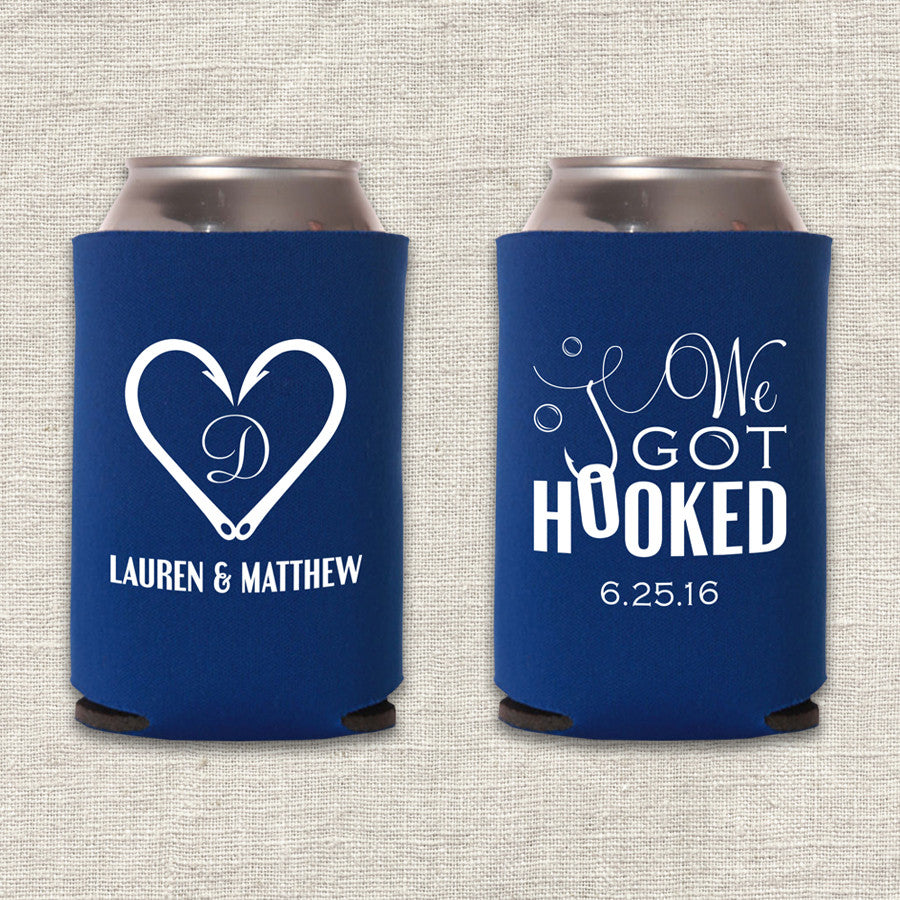 We Got Hooked Fishing Wedding Koozie