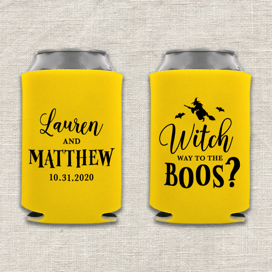 Witch Way to the Boos Halloween Wedding Koozie