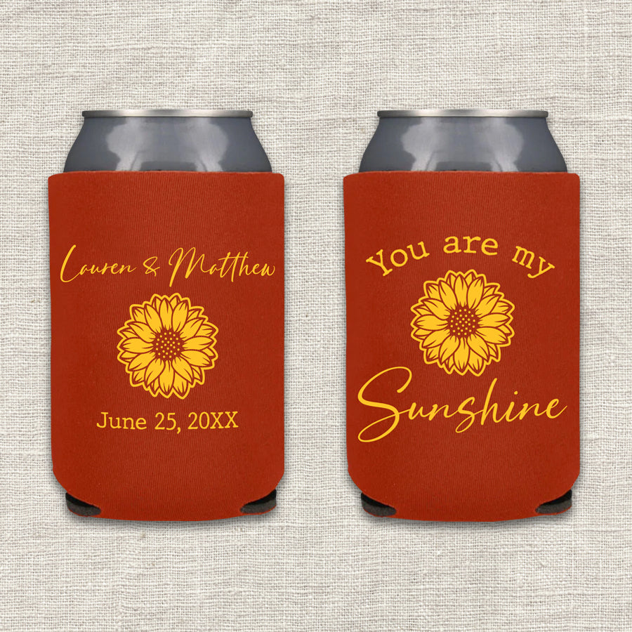 You Are My Sunshine Sunflower Wedding Koozie