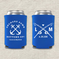 Anchors Down Bottoms Up Wedding Koozie
