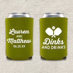 Dinks and Drinks Pickleball Wedding Koozie