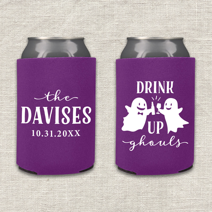 Drink Up Ghouls Halloween Wedding Koozie