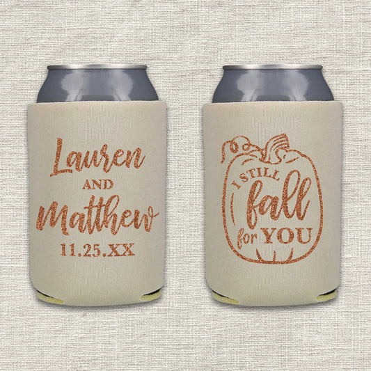 I Still Fall For You Autumn Wedding Koozie