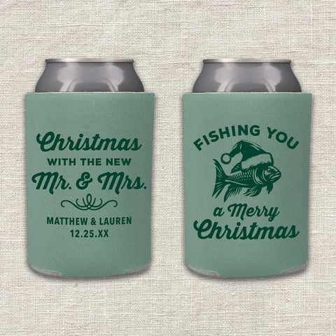 "Fishing You A Merry Christmas" Can Cooler