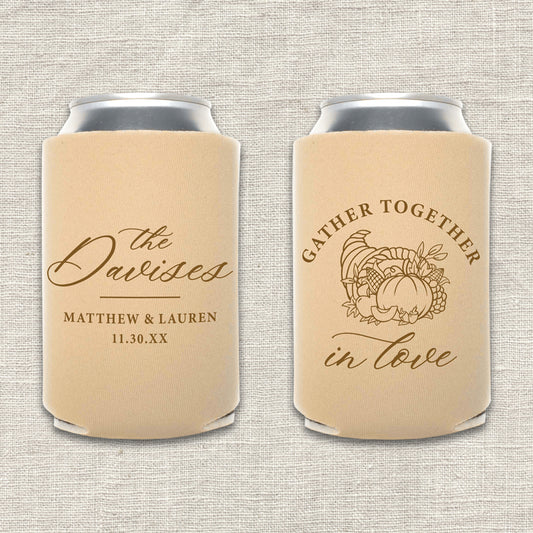 Gather Together in Love Thanksgiving Wedding Koozie