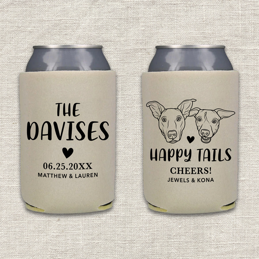 Happy Tails Dog Wedding Koozie