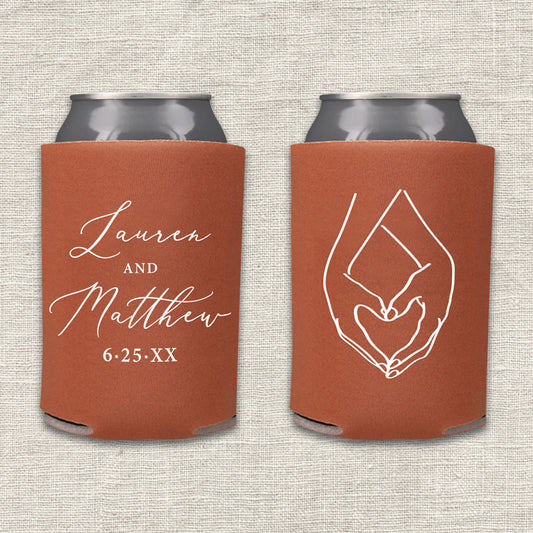 Heart Hands Wedding Koozie
