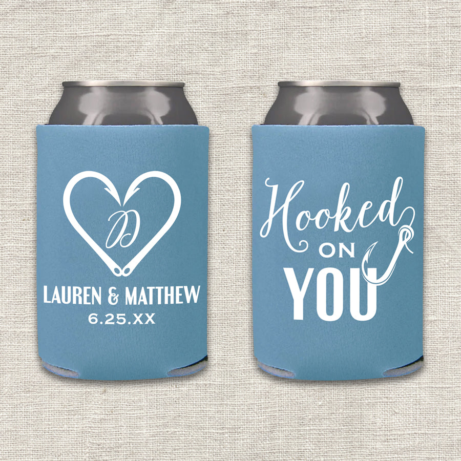 Hooked On You Fishing Wedding Koozie