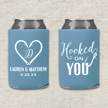 Hooked On You Fishing Wedding Koozie