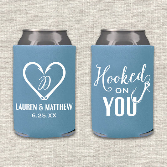 Hooked On You Fishing Wedding Koozie