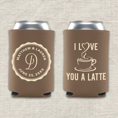 I Love You A Latte Coffee Wedding Koozie