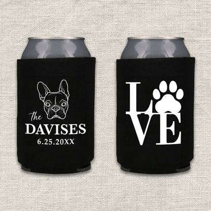 LOVE Dog Paw Print Wedding Koozie