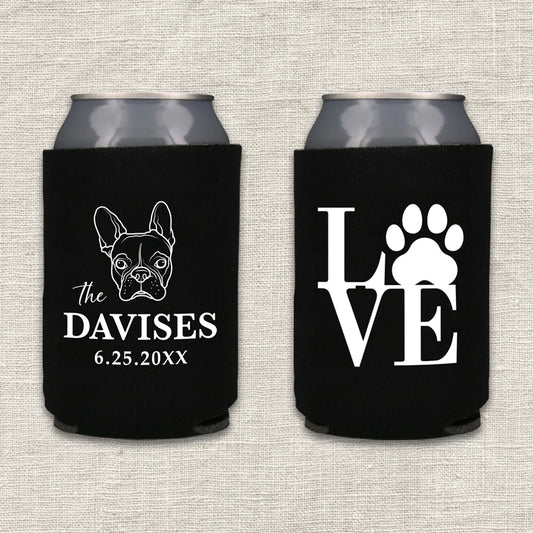 LOVE Dog Paw Print Wedding Koozie