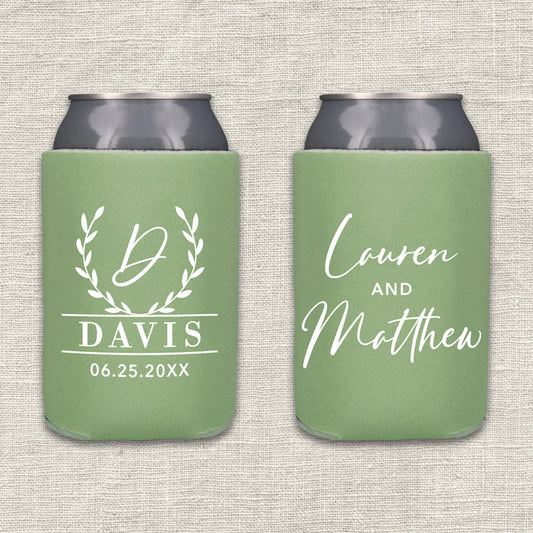 Laurel Wreath Wedding Koozie