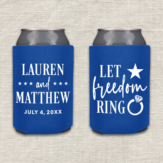 Let Freedom Ring Fourth of July Wedding Koozies