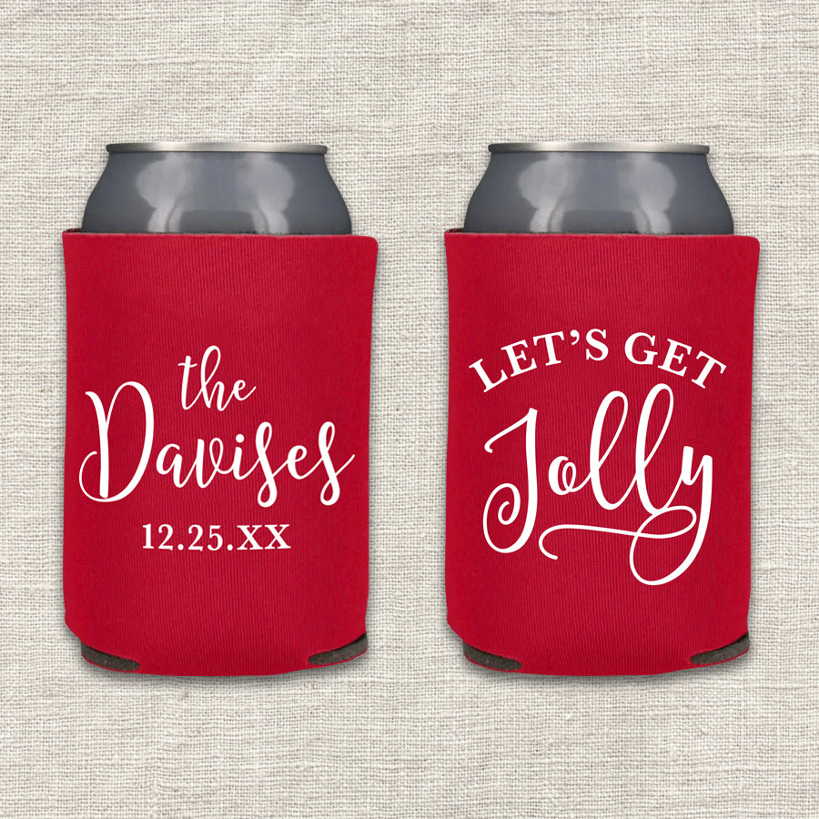 Let's Get Jolly Christmas Wedding Koozies