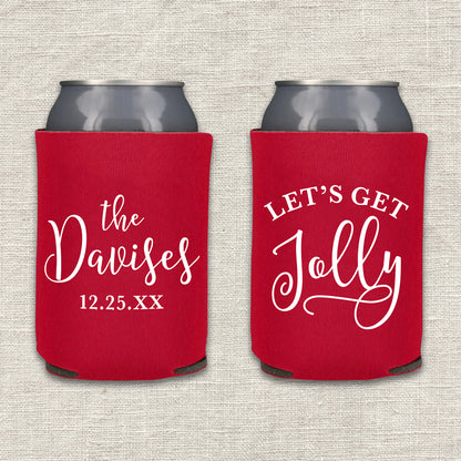 Let's Get Jolly Christmas Wedding Koozies