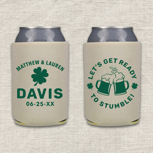 Let's Get Ready to Stumble St. Patrick's Day Shamrock Wedding Koozie