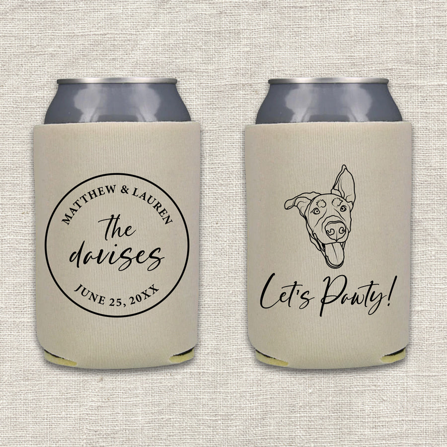 Let's Pawty Dog Wedding Koozie