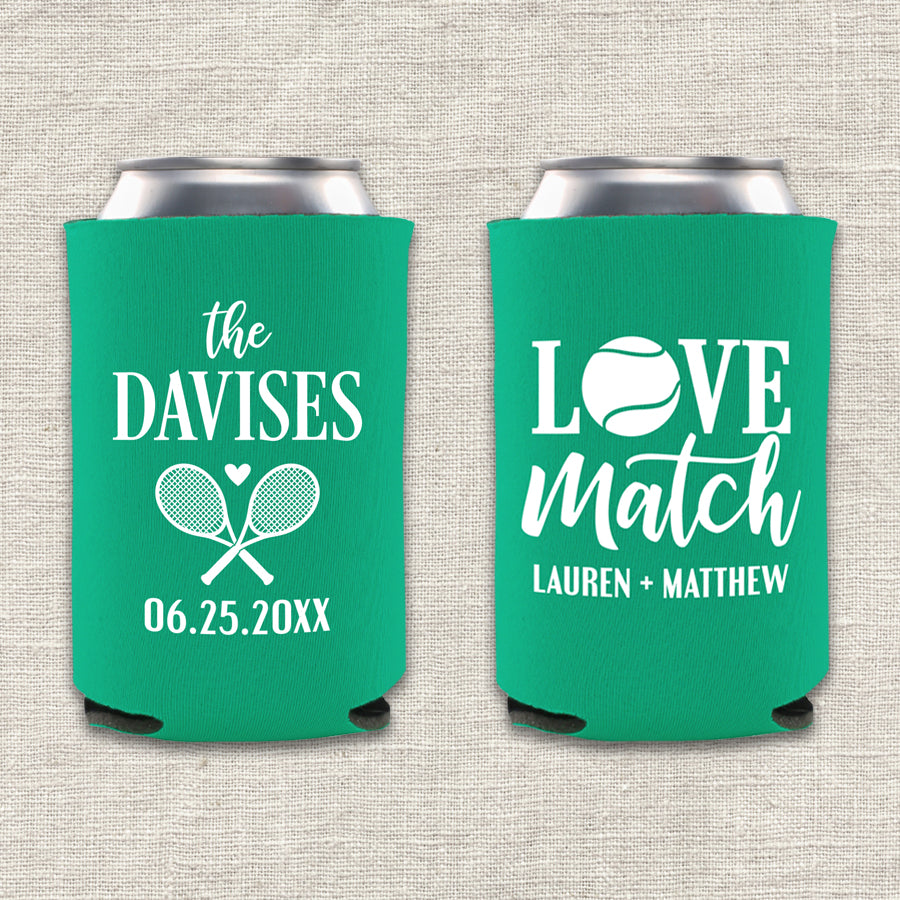Love Match Tennis Wedding Koozie