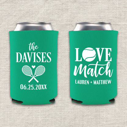 Love Match Tennis Wedding Koozie